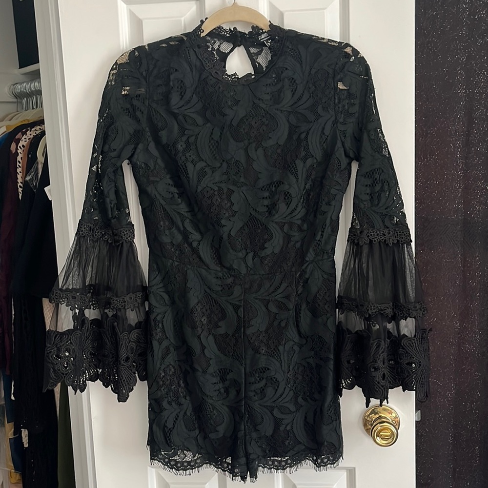 FashionNova Darcey Lace Up Romper Black Medium